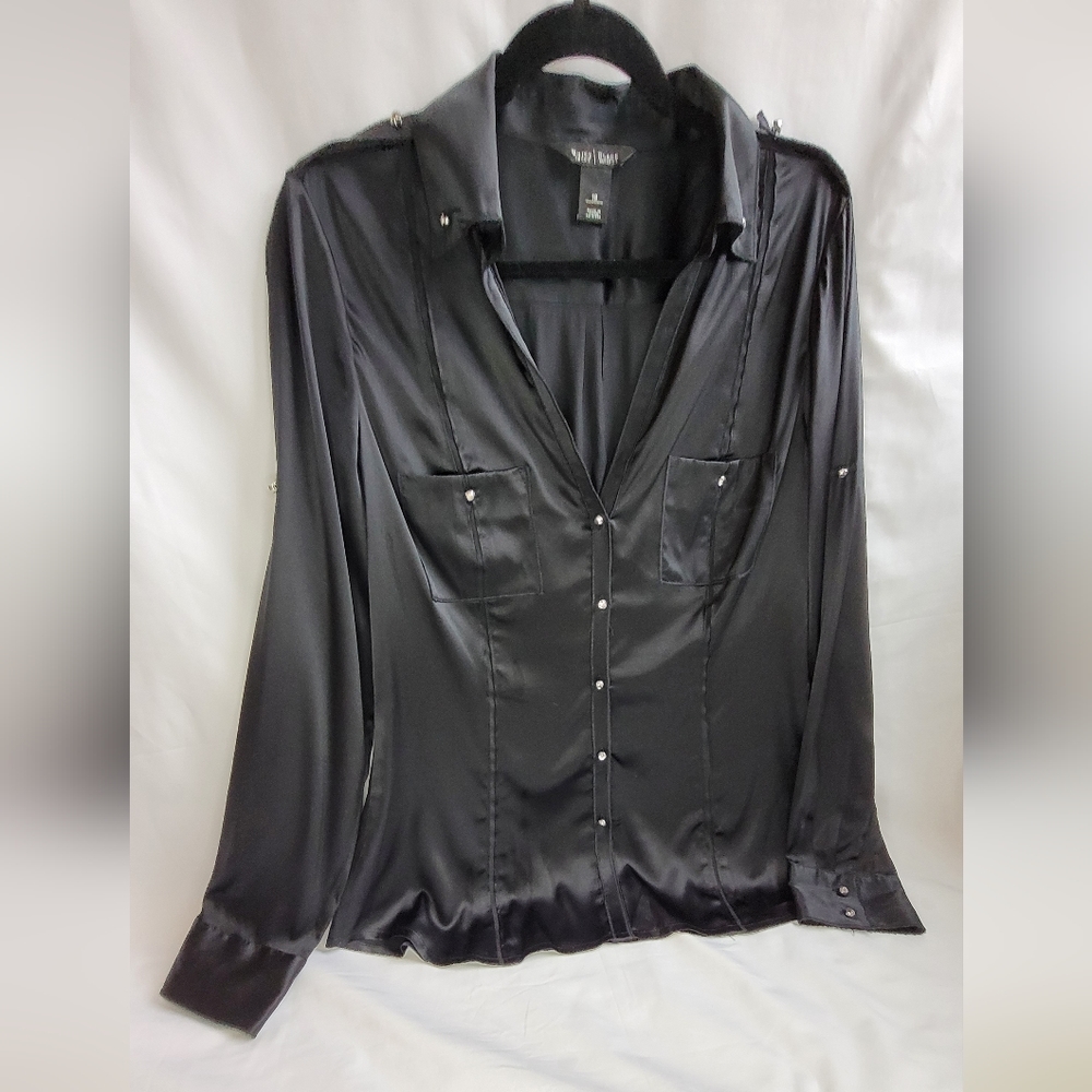 Black Silk Button-up Blouse